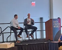 Chris McLean (L) and Luke Kipfer (R) take the stage at Data Center World 2024, Chris McLean (L) and Luke Kipfer (R) take the stage at Data Center World 2024,