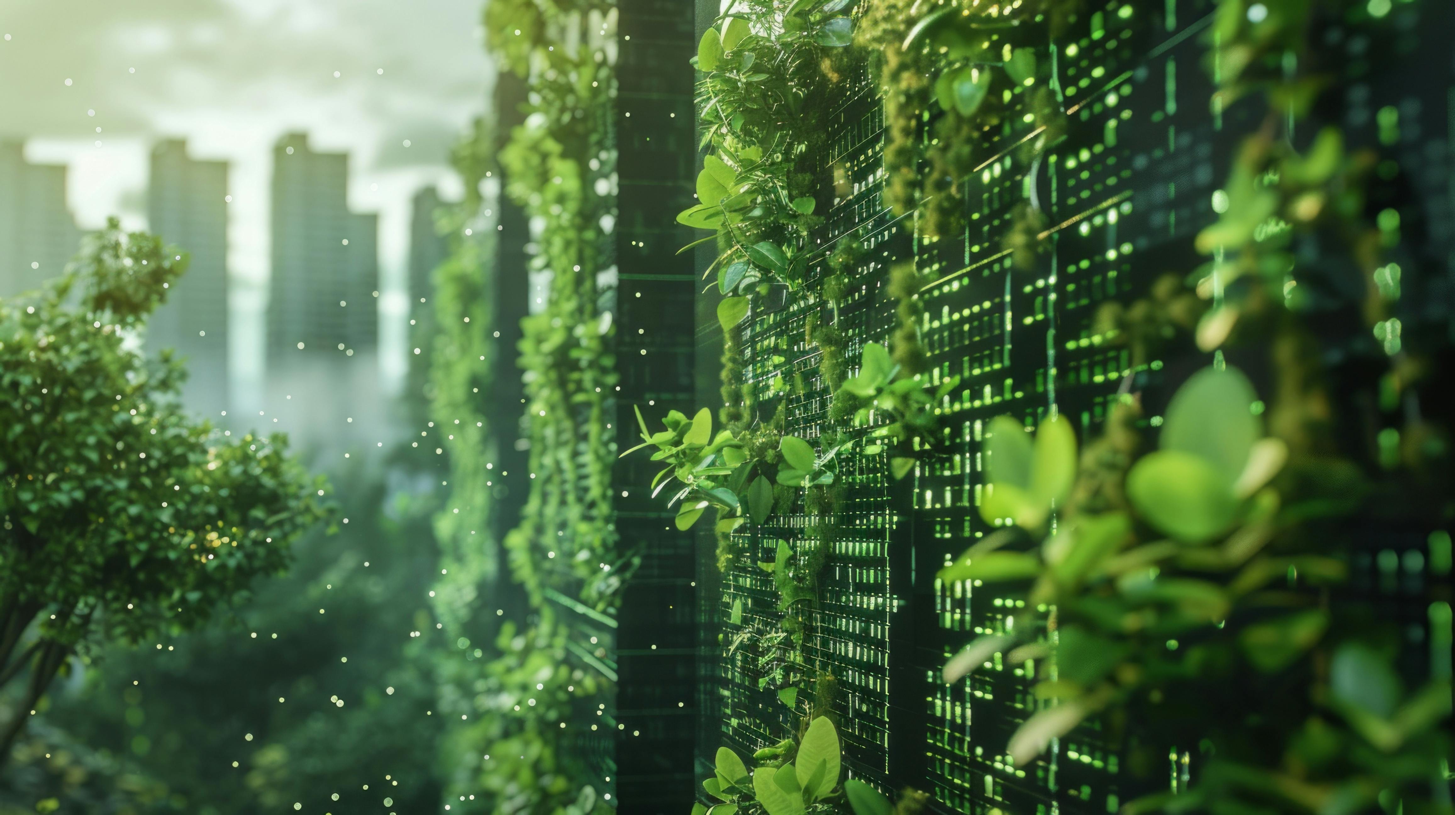 AI-generated photographic rendering for: 'Applications of green computing in supply chain sustainability.'
