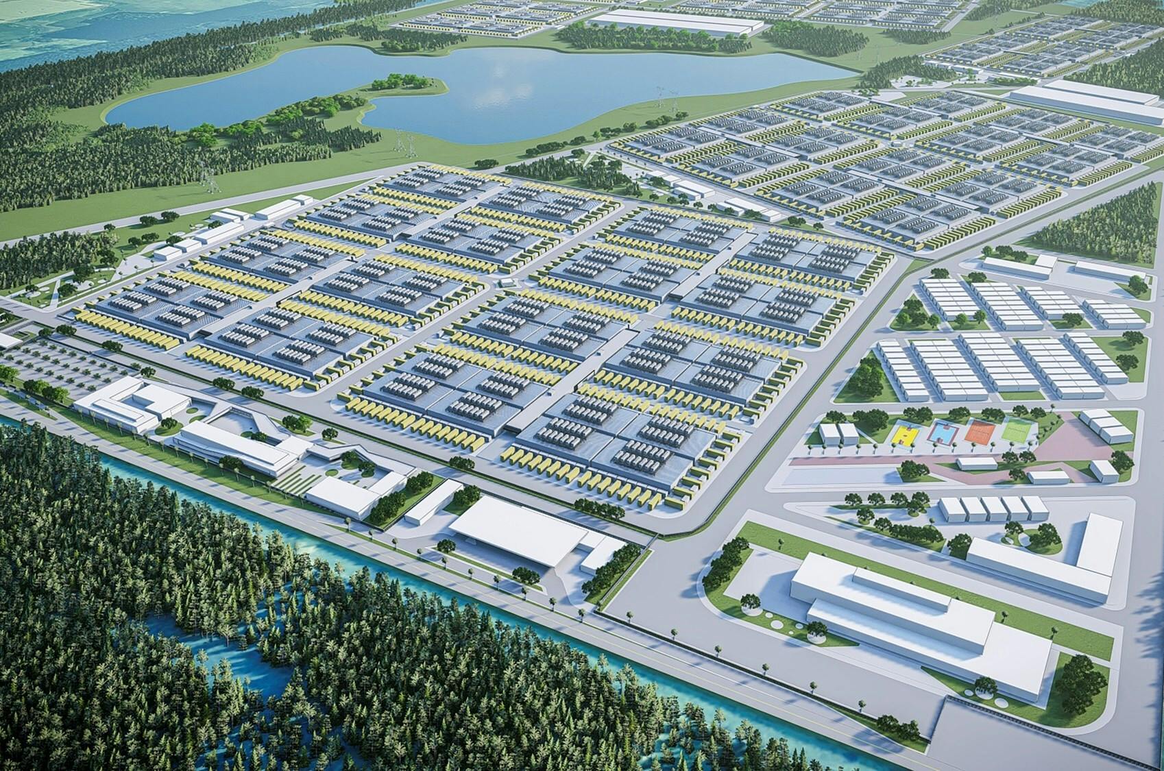 Rendered perspective of Scala AI City upon full development.