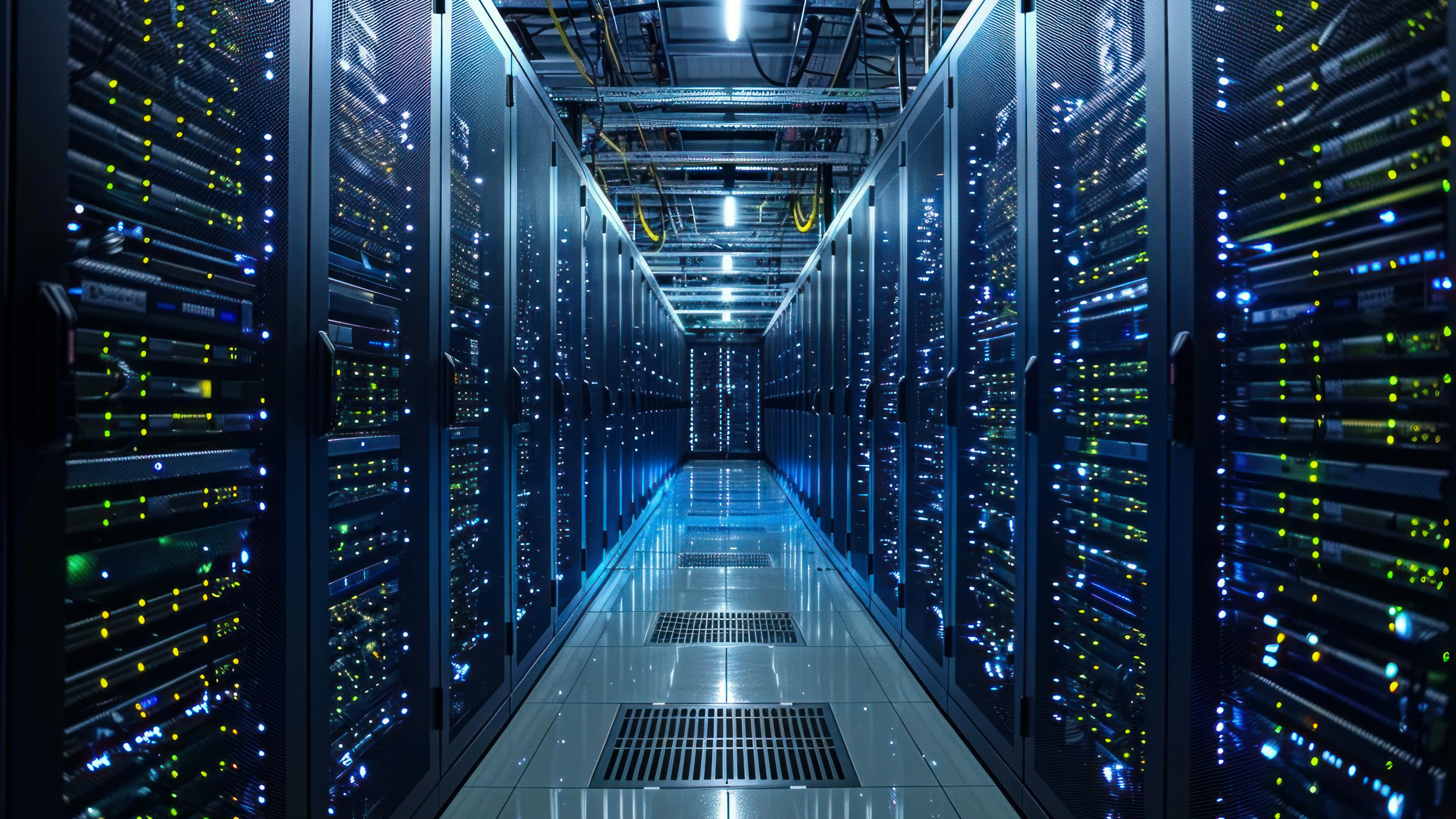 AI-generated rendering of a modern data center.