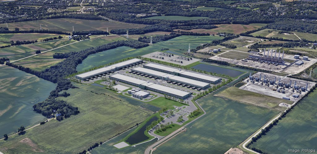 An aerial rendering of Prologis' Project Mila data center in Butler County, Ohio near Cincinnati.