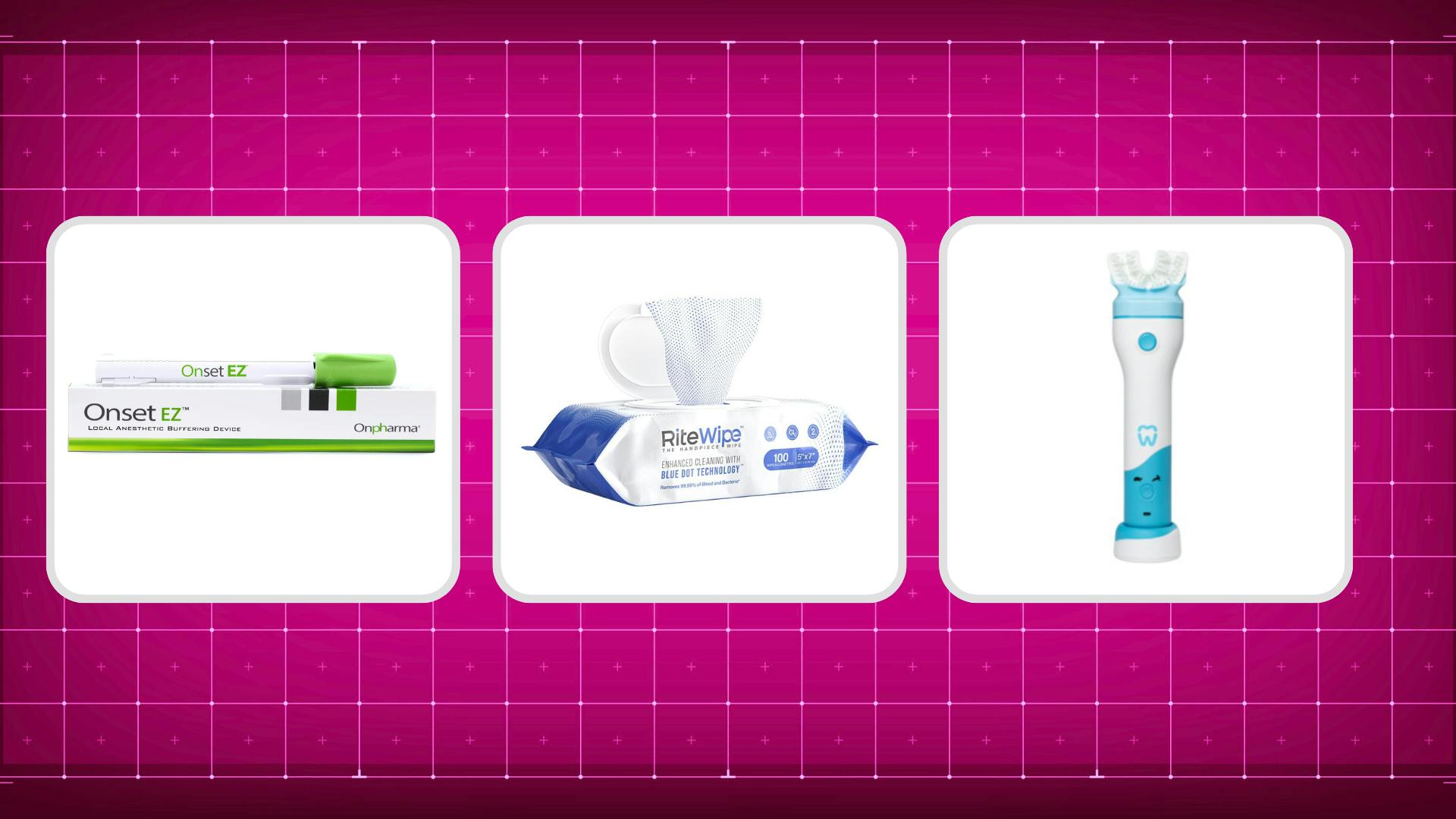 Dental Launch Rdar: Onset EZ buffering pen, RiteWipes, Brushbot