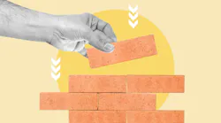 illustration of a hand stacking bricks illustration of a hand stacking bricks