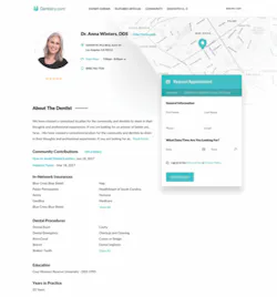 An online patient appointment request form on a doctor's Dentistry.com practice profile An online patient appointment request form on a doctor's Dentistry.com practice profile