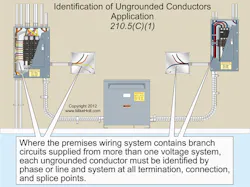 Figure. Marking can be done by permanently posting an identification legend that describes the method used, such as color-coded marking tape or color-coded insulation. Figure. Marking can be done by permanently posting an identification legend that describes the method used, such as color-coded marking tape or color-coded insulation.