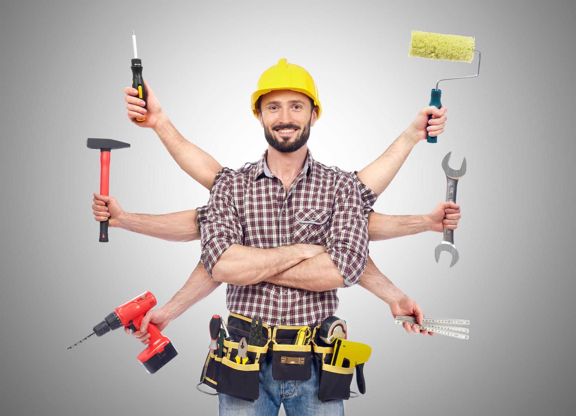 handyman holding tools