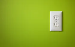 electrical power outlet on green background electrical power outlet on green background