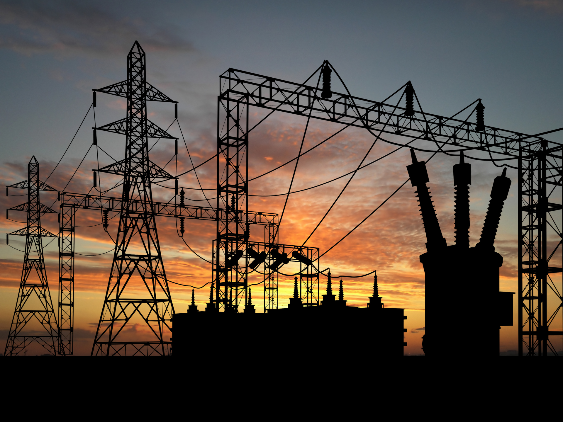 Substation at sunset (or sunrise?)