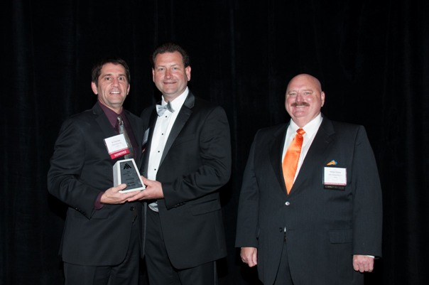 From left Ken Naumann VPproject manager at Kaiser Electric and Steve Giacin president of Kaiser Electric receive a 2012 ASA Safety Award from Mike Sicking ASA Safety Chairman