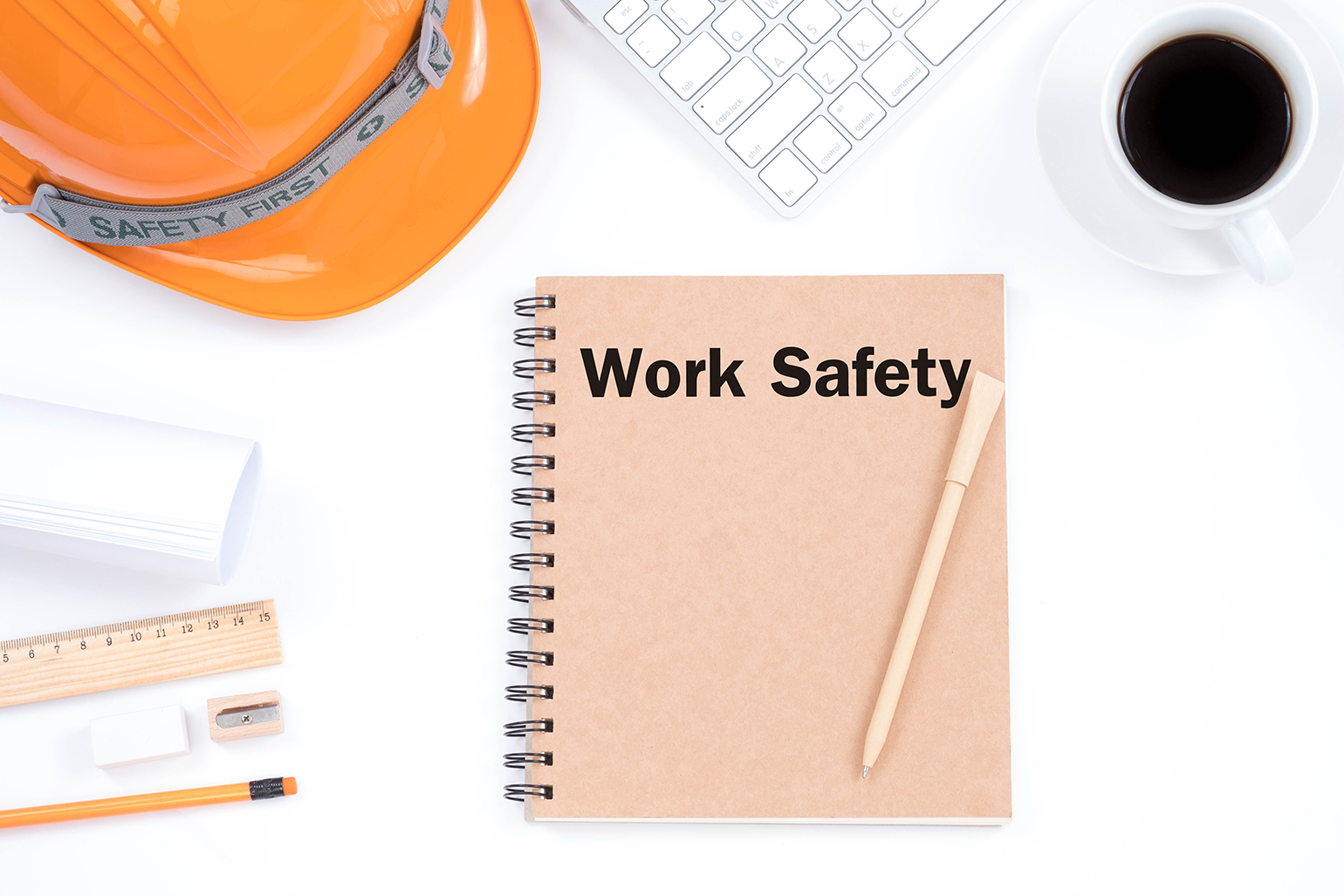 work safety sign with notebook