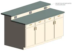 Photo 2. An example of an island with two work surface heights. Photo 2. An example of an island with two work surface heights.