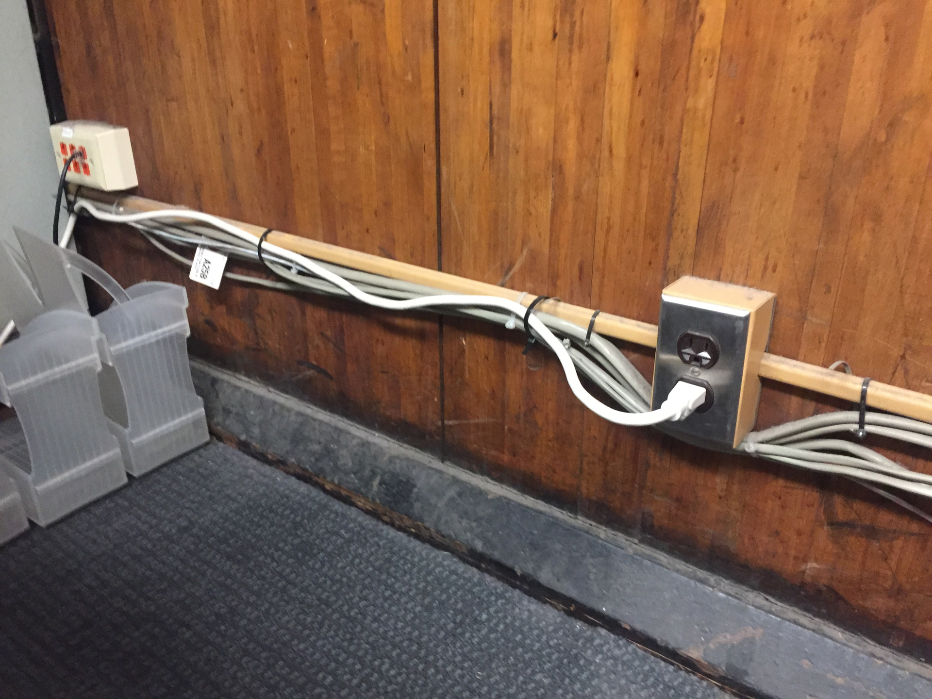 cluster of cables and receptacles