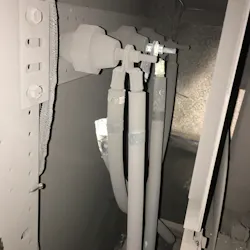 Photo 1. A broken B-phase motor conductor created an arc flash event inside this cabinet. Photo 1. A broken B-phase motor conductor created an arc flash event inside this cabinet.