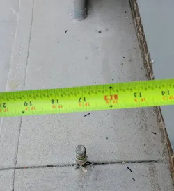 Photo 2. A natural gas line for a gas station is only 17 in. from the electric trough, which is a violation of NEC Sec. 110.26E(2)(b). Photo 2. A natural gas line for a gas station is only 17 in. from the electric trough, which is a violation of NEC Sec. 110.26E(2)(b).