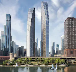 The 72-story, 958-foot-tall apartment tower to be built by Related Midwest on Chicago’s Lake Michigan waterfront will have 635 rental apartments in the north tower and as many as 1,100 units when fully built out. It’s scheduled to break ground in late 2023. The 72-story, 958-foot-tall apartment tower to be built by Related Midwest on Chicago’s Lake Michigan waterfront will have 635 rental apartments in the north tower and as many as 1,100 units when fully built out. It’s scheduled to break ground in late 2023.
