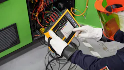 Photo 2. Placing a power quality analyzer on a circuit is a good way to record disturbances in the system over time. Photo 2. Placing a power quality analyzer on a circuit is a good way to record disturbances in the system over time.