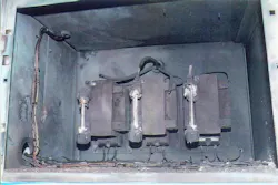 Photo 4. The remains of the PTs in the upper cabinet. Photo 4. The remains of the PTs in the upper cabinet.