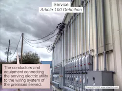 Fig. 1. The definition of a service is found in Art. 100 of the NEC. Fig. 1. The definition of a service is found in Art. 100 of the NEC.