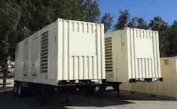 Photo 2. These two 800kW generators owned by the LAC EMS Agency are part of the fleet of twelve such mobile generators purchased collectively by LAC and the City of Los Angeles using FEMA funds. Photo 2. These two 800kW generators owned by the LAC EMS Agency are part of the fleet of twelve such mobile generators purchased collectively by LAC and the City of Los Angeles using FEMA funds.