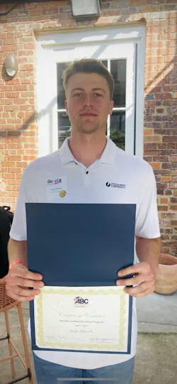 Josh Wilson verifies electrical equipment and checks the blueprints. Josh Wilson verifies electrical equipment and checks the blueprints.