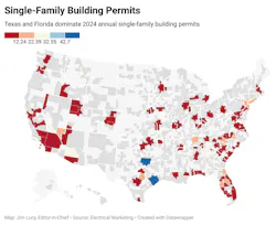 This map represents the top MSAs when it comes to single-family building permits. This map represents the top MSAs when it comes to single-family building permits.