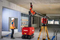 Photo 4. With the Hilti Jaibot, electrical professionals can make health and safety a priority, helping to remove potential risks associated with overhead installation. Photo 4. With the Hilti Jaibot, electrical professionals can make health and safety a priority, helping to remove potential risks associated with overhead installation.