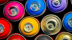 Paint cans. Background of multi-colored containers for paint Paint cans. Background of multi-colored containers for paint