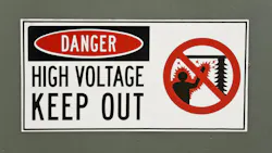 High Voltage Danger Sign Painted on the Metal Surface of a Transformer High Voltage Danger Sign Painted on the Metal Surface of a Transformer