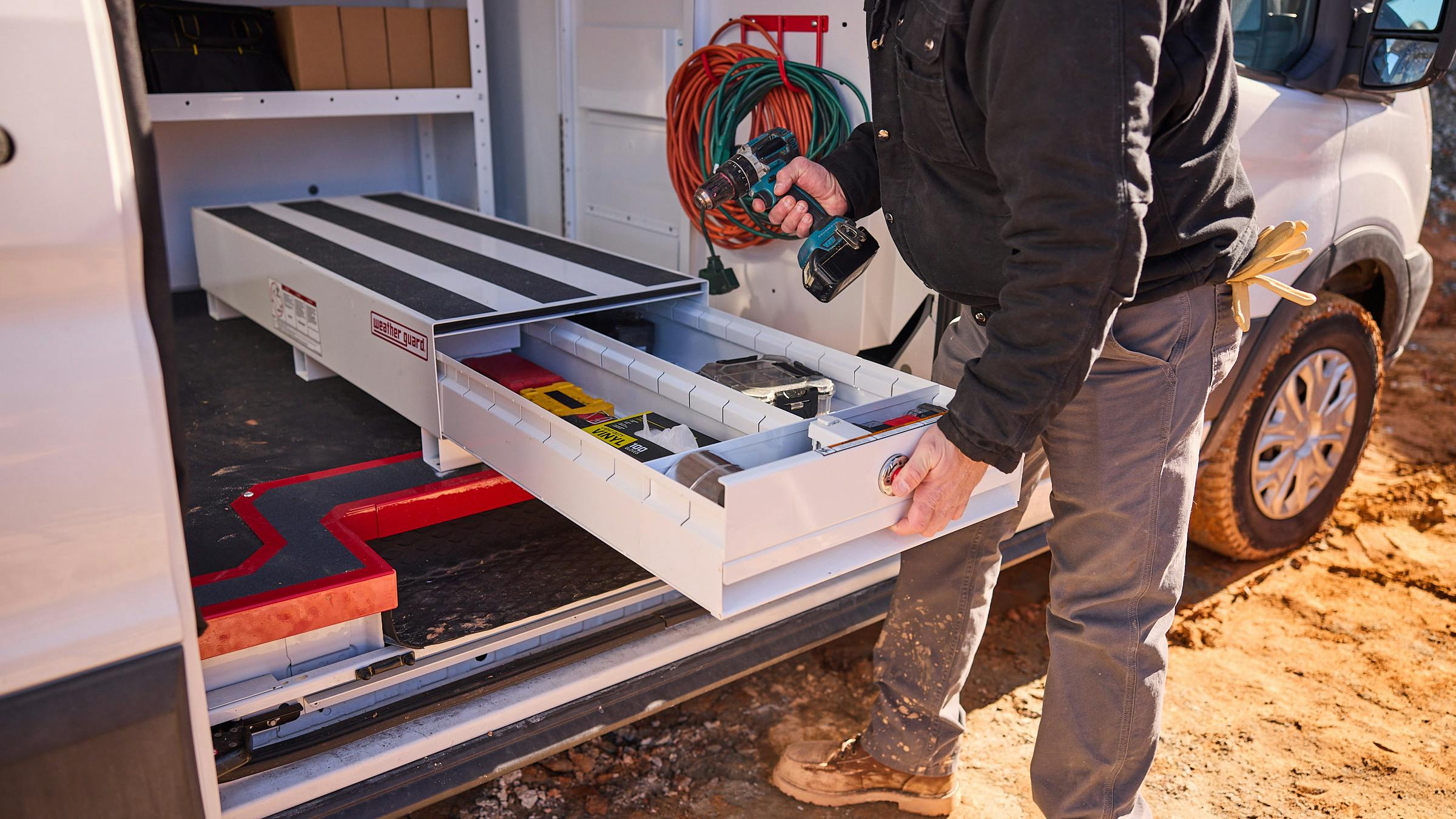 PACK RAT steel drawer system in van used by contractor