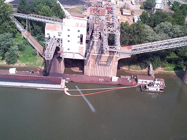 Booms have been deployed on the Ohio River to contain a 12mile long oil slick