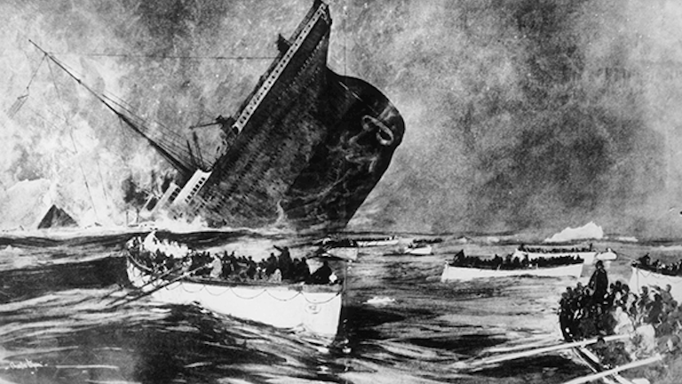 Image result for Photos of the Titanic about to hit the iceberg