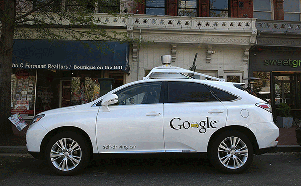 Google39s Lexus RX 450H Self Driving Car is seen parked on Pennsylvania Ave on April 23 2014 in Washington DC Google has logged hundreds of thousands of miles testing its selfdriving cars around the country