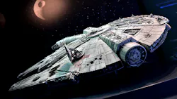 Harrison Ford suffered a broken leg and deep lacerations when he was knocked off his feet and pinned to the floor of the Millennium Falcon set when a prop door closed on him Harrison Ford suffered a broken leg and deep lacerations when he was knocked off his feet and pinned to the floor of the Millennium Falcon set when a prop door closed on him