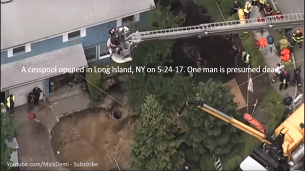 A construction worker was killed when he was sucked into a sinkhole in front of a Long Island NY home