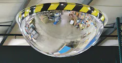 Mirrors in loading dock area to see around corners Mirrors in loading dock area to see around corners