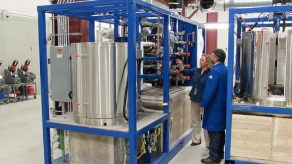 Johanna Wellington advanced technology leader at GE Global Research and the head of GErsquos fuel cell business left inside GE39s new fuel cell pilot plant near Saratoga Springs NY