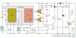 Based on a standard PLL IC, comparator, and triac, this circuit provides a low-cost capacitance touch switch for the ac line and is relatively insensitive to ambient temperature and dc-supply rail drift. Based on a standard PLL IC, comparator, and triac, this circuit provides a low-cost capacitance touch switch for the ac line and is relatively insensitive to ambient temperature and dc-supply rail drift.