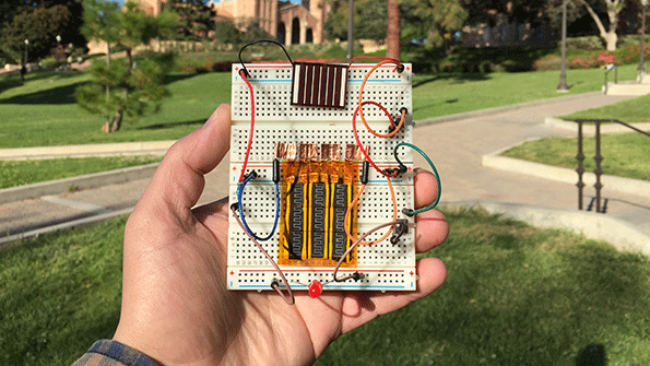 The new hybrid supercapacitor developed at UCLA stores large amounts of energy recharges quickly and can last for more than 10000 recharge cycles Image courtesy of UCLArsquos California NanoSystems Institute