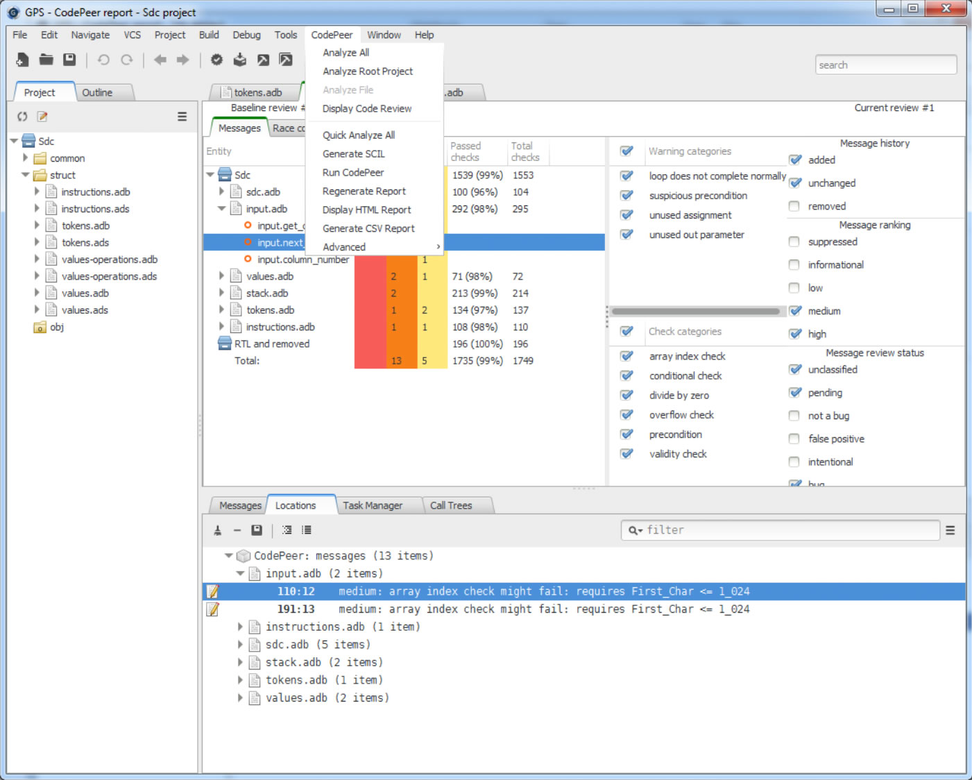 CodePeer generates the contract for a procedure when none exists allowing a developer to see what the procedure will actually do with inputs and outputs Click here for expanded view Image courtesy of Adacore