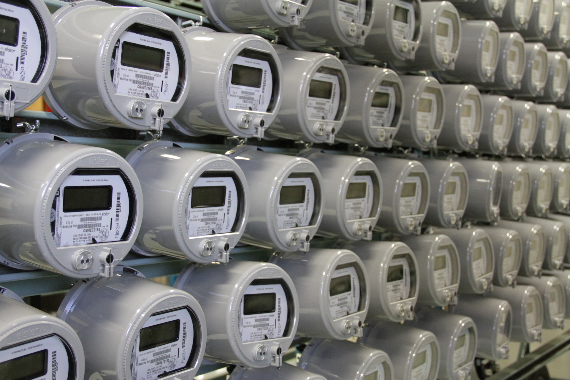 Racks of smart meters waiting to be deployed by utilities companies Image courtesy of David Dodge Green Energy Futures and edited from the original by Electronic Design