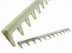 6. Certain PCB-mount busbars let you distribute large currents in printed circuit boards. (Courtesy of E-FAB) 6. Certain PCB-mount busbars let you distribute large currents in printed circuit boards. (Courtesy of E-FAB)