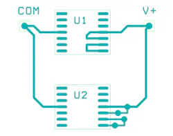 4. Be sure your schematic has pads or vias so that you can cut-and-jump the unused amplifier into the circuit. U1 would be very hard to hack on once the chip is soldered in. U2 has the connected traces, but not underneath the part; there are vias or pads to solder jumper wires to. Vias let you hack things on the backside, and give a place to mount through-hole resistors you might be hacking in. 4. Be sure your schematic has pads or vias so that you can cut-and-jump the unused amplifier into the circuit. U1 would be very hard to hack on once the chip is soldered in. U2 has the connected traces, but not underneath the part; there are vias or pads to solder jumper wires to. Vias let you hack things on the backside, and give a place to mount through-hole resistors you might be hacking in.