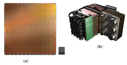 1. Shown is Cerebras’ Wafer Scale Engine (WSE) machine-learning solution (a). It’s designed to be used as is, not broken up into individual chips. Cerebras’ WSE needs a water-cooled system to keep it running without a meltdown (b). (Source: Cerebras Systems) 1. Shown is Cerebras’ Wafer Scale Engine (WSE) machine-learning solution (a). It’s designed to be used as is, not broken up into individual chips. Cerebras’ WSE needs a water-cooled system to keep it running without a meltdown (b). (Source: Cerebras Systems)