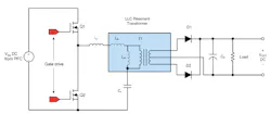 1. Shown is a schematic of the half-bridge LLC resonant dc-dc converter. 1. Shown is a schematic of the half-bridge LLC resonant dc-dc converter.