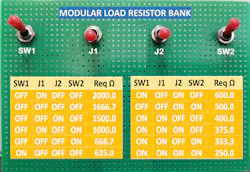2. This view of the front panel shows 12 unique resistance values for R = 1000 Ω. 2. This view of the front panel shows 12 unique resistance values for R = 1000 Ω.