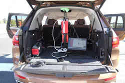 This test vehicle is outfitted with closed-course instrumentation. (Source: AAA) This test vehicle is outfitted with closed-course instrumentation. (Source: AAA)