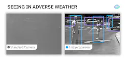 An example of how TriEye's SWIR camera works in low-visibility conditions. An example of how TriEye's SWIR camera works in low-visibility conditions.
