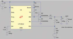 3. A simulation tool such as LTspice from Analog Devices can be used for initial testing of the circuit to verify that the configuration will work with these components (in principle). 3. A simulation tool such as LTspice from Analog Devices can be used for initial testing of the circuit to verify that the configuration will work with these components (in principle).