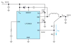 1. An LTC3822 dc-to-dc converter can generate low output voltages of 0.6 V or higher. 1. An LTC3822 dc-to-dc converter can generate low output voltages of 0.6 V or higher.