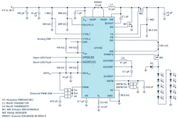 2. Shown is a 32-V, 2-A LT3762 boost LED driver. 2. Shown is a 32-V, 2-A LT3762 boost LED driver.